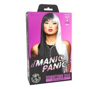 Smiffys Parrucca Manic Panic® Raven Virgin™ Downtown Diva™, capelli lunghi e lisci con frangetta bombata, stilizzabile a caldo