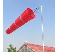 Manica a Vento Kit Completo Windsock con Palo, Windsock da Aviazione con Banda Riflettente, Indicatori di Direzione del Vento per Esterno, Bandiera per Misurazione(Red,L-1.5m(4.9ft))
