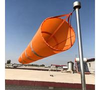 Manica a Vento Kit Palo per Manica a Vento con Rotazione a 360 Gradi, Indicatori di Direzione del Vento in Tessuto Ripstop con Banda Riflettente, Manica di Misurazione(Orange,L-2m(6.6ft))