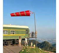 Manica a Vento Kit Palo per Manica a Vento Rosso/arancione, Grandi Indicatori Della Direzione del Vento per Terrazze di Montagna, Maniche a Vento da Esterno Portatil(Red,1.5 m (4.9 ft))