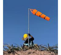 Manica a Vento Manica a Vento Aeroportuale da 0,8/1/1,5/2 m con Bande Riflettenti, Streamer per Manica a Vento con Palo Giuntabile in Acciaio Inox, Sacca di Misurazione(Orange,L-2m(6.6ft))
