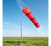 Manica a Vento Manica a Vento da Esterno con Palo in Acciaio Inox da 180 cm, Indicatore del Vento Riflettente in Tessuto Oxford, Kit di Ricambio per Palo con Rotazione Libera(Red,1 m (3.3 ft))