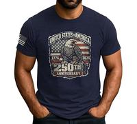 Manica Corta 250Th Anniversary,America Eagle Short Sleeve Comoda T-Shirt Uomo Morbide Crew Neck T-Shirt per Campeggio Sport Running S