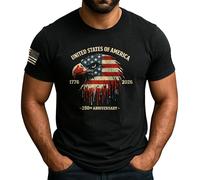 Manica Corta 250Th Anniversary,America Eagle Short Sleeve vestibilità Crew Neck T-Shirt Comoda T-Shirt Uomo per Sport Campeggio Running S