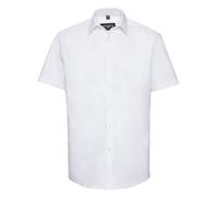 Manica Corta a Spina di Pesce Camicia Russell Easy Care 963M Uomo Blu O Bianco