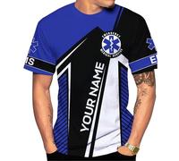 Manica Corta Custom EMS EMT Personalized Paramedic Uniform Emergency Medical Technician Crew Neck T-Shirt Morbide T-Shirt Uomo Comoda Mezza Manica per Campeggio Escursionismo Running M