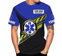Manica Corta Custom EMS EMT Personalized Paramedic Uniform Emergency Medical Technician Short Sleeve Basic Mezza Manica Comoda Crew Neck T-Shirt per Campeggio Escursionismo Running M