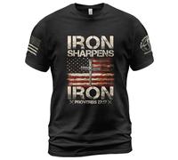 Manica Corta Custom Iron Sharpens Iron Proverbs 27:17,Religious,Funny Christianty Crew Neck T-Shirt Casual Short Sleeve Morbida Mezza Manica per Sport Campeggio Escursionismo M