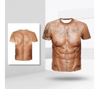 Manica corta da uomo stampata in 3D Muscle Fashion, con camicia a maniche corte