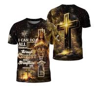 Manica Corta I Can Do all Things Through Christ,Christianty,Verse Short Sleeve Comoda Crew Neck T-Shirt Casual Mezza Manica per Campeggio Sport Running S