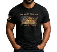 Manica Corta One Nation Under God,Christianty,250Th Anniversary,Patriotic Mezza Manica Comoda Short Sleeve vestibilità Crew Neck T-Shirt per Campeggio Escursionismo Running 3XL