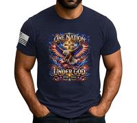 Manica Corta One Nation Under God,Eagle,Christianty Crew Neck T-Shirt Casual T-Shirt Uomo Comoda Short Sleeve per Campeggio Escursionismo Sport XL