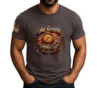 Manica Corta One Nation Under God,Eagle,Christianty Crew Neck T-Shirt vestibilità Mezza Manica Comoda Short Sleeve per Running Sport Campeggio L
