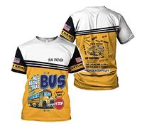 Manica Corta Personalized Custom School Bus Driver Yellow 3D Crew Neck T-Shirt Morbide T-Shirt Uomo Comoda Mezza Manica per Campeggio Escursionismo Running XL