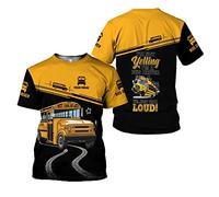 Manica Corta Personalized Custom School Bus Driver Yellow Bus Driver 3D Short Sleeve Casual Mezza Manica Sport Crew Neck T-Shirt per Escursionismo Lavoro Running M