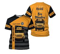 Manica Corta Personalized Custom School Bus Driver Yellow Bus Driver 3D T-Shirt Uomo Casual Mezza Manica Morbide Short Sleeve per Campeggio Running Lavoro M