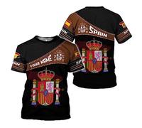 Manica Corta Personalized Custom Spain Espana Flag, Spain Spanish Pride Short Sleeve Casual Mezza Manica Morbide T-Shirt Uomo per Running Campeggio Sport L