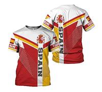 Manica Corta Personalized Custom Spain Espana Flag, Spain Spanish Pride Short Sleeve Comoda Mezza Manica Unisex T-Shirt Uomo per Campeggio Sport Running L
