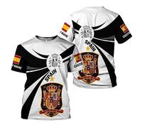 Manica Corta Personalized Custom Spain Espana Flag, Spain Spanish Pride Short Sleeve Comoda Mezza Manica Casual Crew Neck T-Shirt per Campeggio Escursionismo Running S