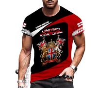 Manica Corta Personalized England 3D,Custom Name 3D English Flag .National Design Soccer Elements Short Sleeve Casual Mezza Manica Unisex T-Shirt Uomo per Sport Running Campeggio XL