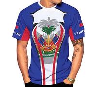 Manica Corta Personalized Haiti 3D, Haitians Flag Pride Haiti Haitian Pride Short Sleeve Unisex Mezza Manica Comoda Crew Neck T-Shirt per Campeggio Lavoro Escursionismo XL