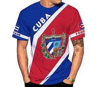 Manica Corta Personalized Name Cuba 3D, Cuban Cuba Flag T-Shirt Uomo Basic Mezza Manica Morbide Short Sleeve per Sport Campeggio Running L
