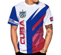 Manica Corta Personalized Name Cuba 3D, Cuban Cuba Flag T-Shirt Uomo Comoda Crew Neck T-Shirt Morbide Mezza Manica per Campeggio Running Sport XXL