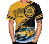 Manica Corta Personalized School Bus Driver Custom Yellow 3D Mezza Manica Sport T-Shirt Uomo Comoda Short Sleeve per Campeggio Escursionismo Running 3XL