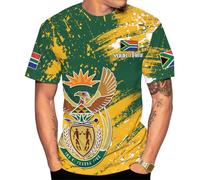 Manica Corta Personalized South Africa 3D African Pride Crew Neck T-Shirt Unisex Short Sleeve Comoda Mezza Manica per Sport Running Escursionismo XL