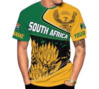 Manica Corta Personalized South Africa 3D African Pride Short Sleeve Basic Mezza Manica Morbide T-Shirt Uomo per Running Campeggio Sport L