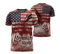 Manica Corta Problem Solved Blood,Problem Solved,Halloween,Im Fine Blood,Horror Crew Neck T-Shirt Casual Short Sleeve Morbide T-Shirt Uomo per Lavoro Running Campeggio L