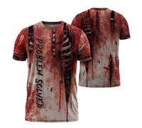 Manica Corta Problem Solved Blood,Problem Solved,Halloween,Im Fine Blood,Horror Crew Neck T-Shirt Comoda T-Shirt Uomo Morbide Mezza Manica per Lavoro Running Escursionismo L