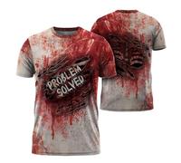 Manica Corta Problem Solved Blood,Problem Solved,Halloween,Im Fine Blood,Horror Crew Neck T-Shirt Sport Mezza Manica Comoda T-Shirt Uomo per Campeggio Lavoro Escursionismo L