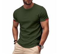 Manica Corta Uomo Affari Classico Moda Tops vestibilità Regolare Usura Quotidiana all-Match Casual T-Shirt Leggero Comodo Traspirante Sportshirt E-Army Green 3XL