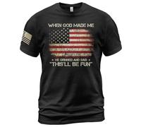 Manica Corta When God Made,Funny,American Flag,Christianty Mezza Manica Comoda T-Shirt Uomo Morbide Short Sleeve per Sport Escursionismo Campeggio XL