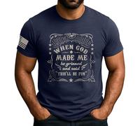 Manica Corta When God Made,Funny,American Flag,Christianty Short Sleeve Casual T-Shirt Uomo Comoda Crew Neck T-Shirt per Running Sport Campeggio S