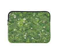 Manica del computer stampata verde del fiore estetico | Custodia per notebook: poliestere morbido al tatto, fodera morbida al tatto, stampa su tutta la superficie, dimensioni medie