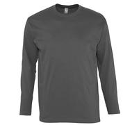 Manica Lunga Cotone Grigio Verde Rosso Blu Arancione Maglietta S-XXXL +4XL+5XL