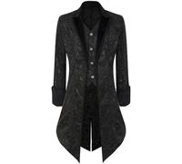 Manica lunga per uomo autunno inverno collo alto tunica slim lavoro vittoriano gotico cosplay abiti uomo 2024, U-658 Nero, L