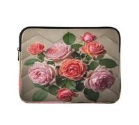 Manica morbida del computer beige del fiore dell'annata | Custodia per notebook: poliestere resistente all'acqua, fodera morbida al tatto, esterno grafico, taglia grande