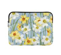 Manica sottile del computer portatile giallo fiore estetico | Custodia per laptop Puffy per professionisti che lavorano, stampa fronte/retro e fodera in morbido velluto