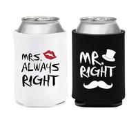 Maniche lattine di birra, maniche lattine di birra | 1 paio isolate refrigeratori in neoprene Mr e Mrs | Bicchieri bevande antiscivolo, bottiglie, avvolgono manich