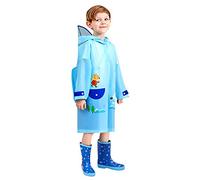Maniche Lunghe Pioggia Con Cappuccio Per Ragazzi Ragazze Impermeabile pioggia con cappuccio ragazze antivento Poncho ragazzi bambini vestiti da pioggia Manica Lunga Impermeabile (Blue, 11-12 Years)