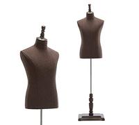 Manichini Espositore per Busto con Manichino Maschile, Manichino per Manichino a metà Corpo con Forma di Vestito di Colore Scuro con Dita e Base in Legno Naturale, Ingresso Negozio