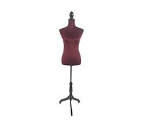 Manichino da Cucito Relaxdays, Donna, tg. 36/38, Regolabile 130-167 cm, Rivestito in Velluto, Base Legno, Bordeaux/Nero