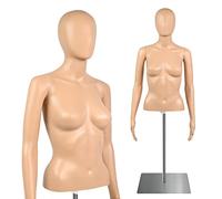 Manichino da donna, altezza regolabile e braccia staccabili, espositore con supporto in metallo, tono della pelle, per maglioni, magliette, giacche, abiti, camicette, top