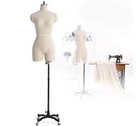 Manichino da donna, busto con ruote per esporre e cucire, per abbigliamento appuntabile, per negozi e gioielli, bianco