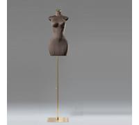 Manichino da donna curvy, busto con finitura in velluto, supporto regolabile e base quadrata, ideale per esposizione in boutique, sartoria, fotografia e fiere di abbigliamento.(Coffee)