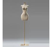 Manichino da donna curvy, busto con finitura in velluto, supporto regolabile e base quadrata, ideale per esposizione in boutique, sartoria, fotografia e fiere di abbigliamento.(Beige)