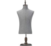 Manichino da donna per uomo, busto e corpo maschile, robusto manichino da scrivania, manichino da uomo adulto, altezza regolabile 90 cm-135 cm, supporto per modellismo a mezzo busto grigio (senza mani